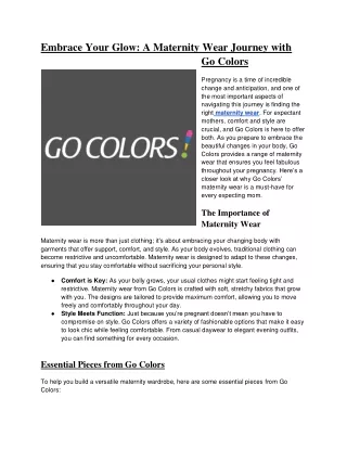 Embrace Your Glow_ A Maternity Wear Journey with Go Colors