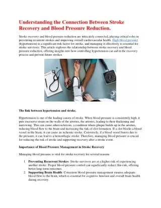 Understanding the Connection Between Stroke Recovery and Blood Pressure Reduction