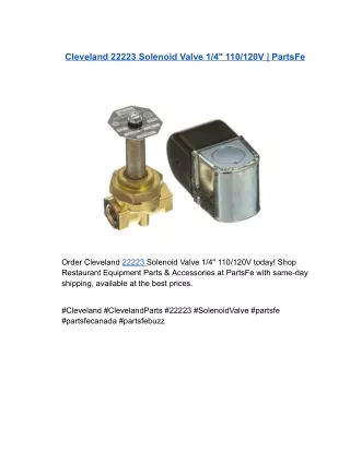 Cleveland 22223 Solenoid Valve 1/4" 110/120V | PartsFe