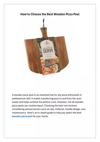 How to Choose the Best Wooden Pizza Peel