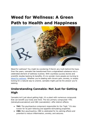 Weed for Wellness_ A Green Path to Health and Happiness