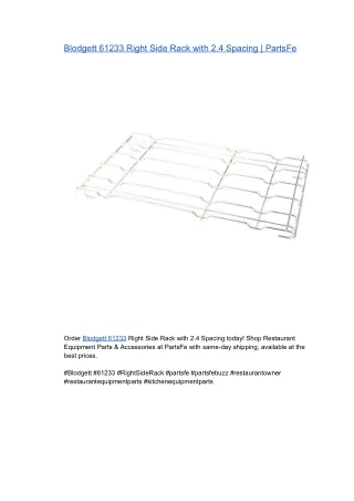 Blodgett 61233 Right Side Rack with 2.4 Spacing | PartsFe