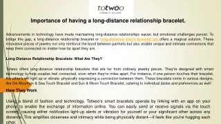 Importance of having a long-distance relationship bracelet