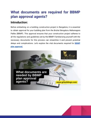 What documents are required for BBMP plan approval agents_GR Group