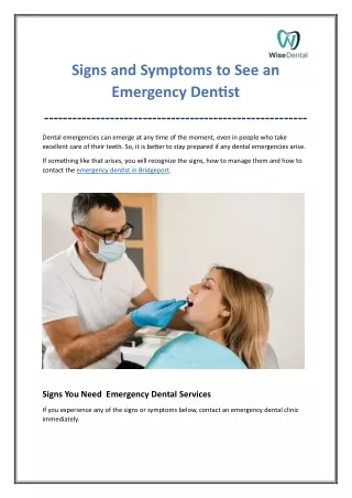 Signs and Symptoms to See an Emergency Dentist