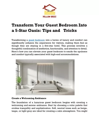 Transform Your Guest Bedroom Into a 5-Star Oasis Tips and Tricks