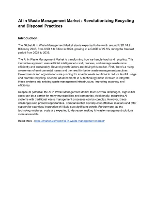 AI in Waste Management Market _ Revolutionizing Recycling and Disposal Practices
