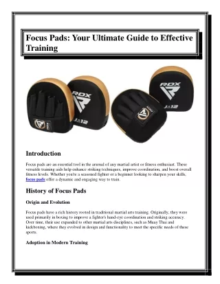 Focus Pads Your Ultimate Guide to Effective Training