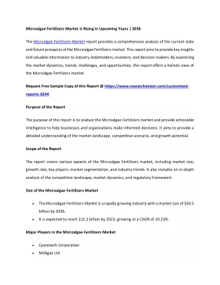 Microalgae Fertilizers Market