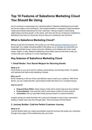 Top 10 Features of Salesforce Marketing Cloud You Should Be Using