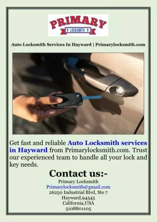 Auto Locksmith Services In Hayward  Primarylocksmith.com