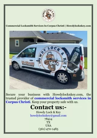 Commercial Locksmith Services In Corpus Christi  Howdylocknkey.com