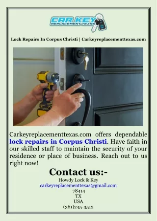 Lock Repairs In Corpus Christi  Carkeyreplacementtexas.com