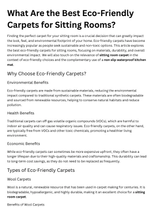 What Are the Best Eco-Friendly Carpets for Sitting Rooms