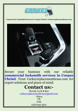 Commercial Locksmith Services In Corpus Christi  Carkeyreplacementtexas.com