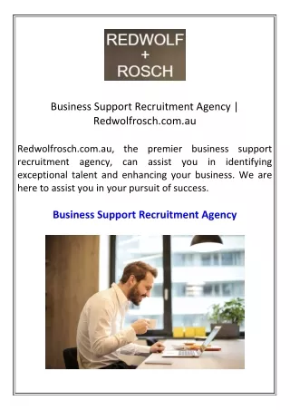 Business Support Recruitment Agency  Redwolfrosch.com.au