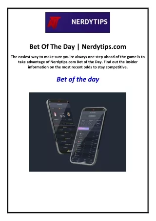 Bet Of The Day | Nerdytips.com