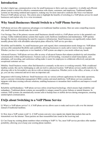 Why Small Businesses Should Switch to a VoIP Phone Service