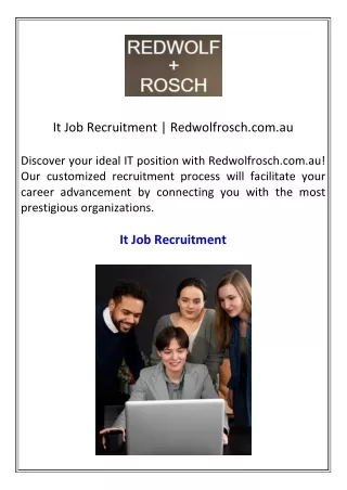 It Job Recruitment  Redwolfrosch.com.au