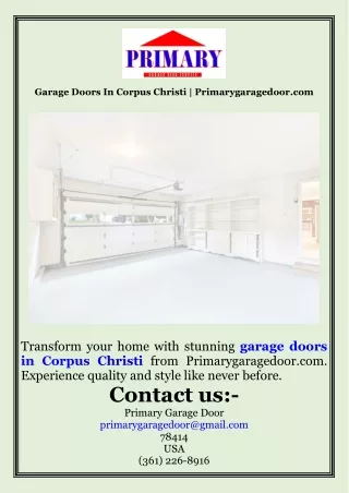 Garage Doors In Corpus Christi  Primarygaragedoor.com