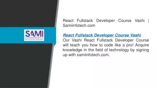React Fullstack Developer Course Vashi  Samiinfotech.com