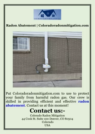 Radon Abatement  Coloradoradonmitigation.com