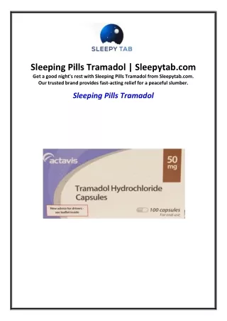 Sleeping Pills Tramadol | Sleepytab.com