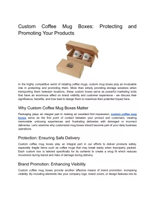 Custom Coffee Mug Boxes_ Protecting and Promoting Your Products