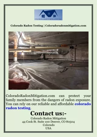 Colorado Radon Testing  Coloradoradonmitigation.com