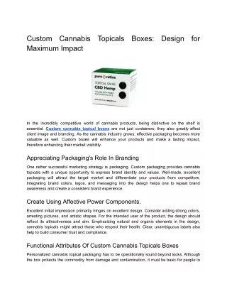 Custom Cannabis Topicals Boxes_ Design for Maximum Impact