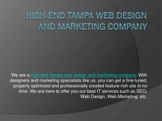 High-end Tampa Web Design And Marketing Company