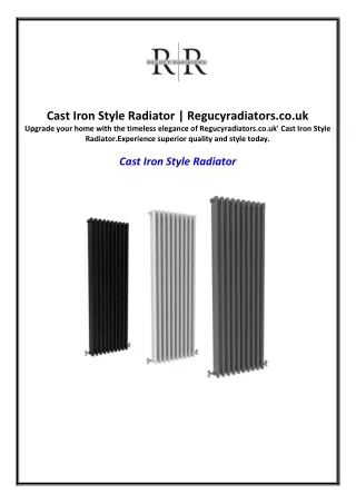 Cast Iron Style Radiator | Regucyradiators.co.uk