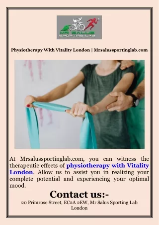 Physiotherapy With Vitality London  Mrsalussportinglab.com