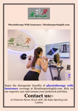 Physiotherapy With Insurance  Mrsalussportinglab.com