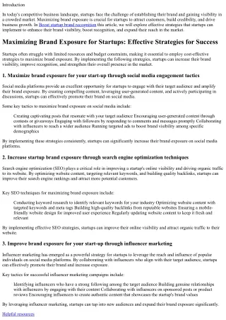 Maximizing Brand Exposure for Startups: Effective Strategies for Success