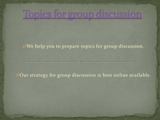 Topics for group discussion