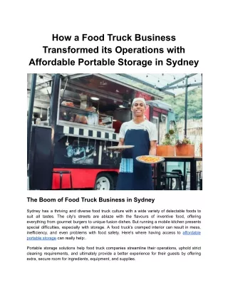 How a Food Truck Business Transformed its Operations with Affordable Portable Storage in Sydney