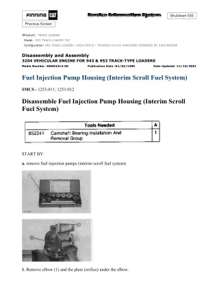 Caterpillar Cat 953 TRACK LOADER (Prefix 76Y) Service Repair Manual (76Y00001-01143)