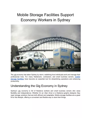 Mobile Storage Facilities Support Sydney’s Gig Economy Workers