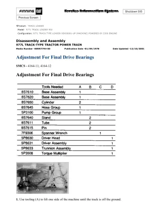 Caterpillar Cat 977L TRACK TYPE LOADER (Prefix 95X) Service Repair Manual (95X00001 and up)