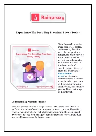 Experience The Best Buy Premium Proxy Today