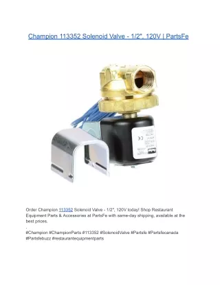 Champion 113352 Solenoid Valve - 1/2", 120V | PartsFe