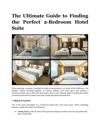 The Ultimate Guide to Finding the Perfect 2-Bedroom Hotel Suite