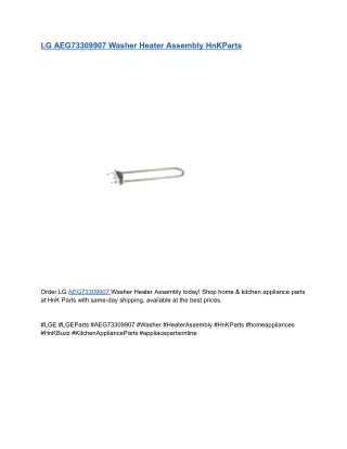 LG AEG73309907 Washer Heater Assembly HnKParts