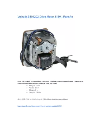 Vollrath B401202 Drive Motor 115V  PartsFe