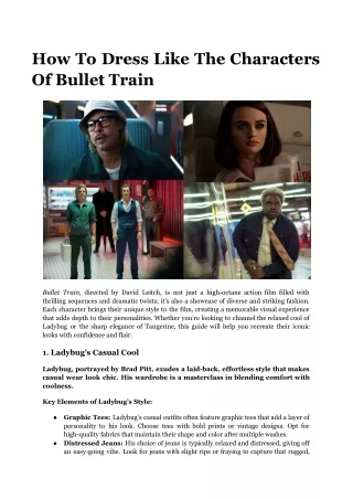 How To Dress Like The Characters Of Bullet Train