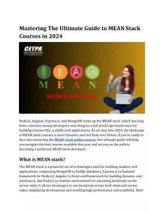 Mastering The Ultimate Guide to MEAN Stack Courses in 2024