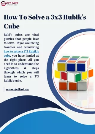 How To Solve a 3x3 Rubik's Cube