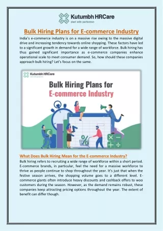 Bulk Hiring Plans for E-commerce Industry