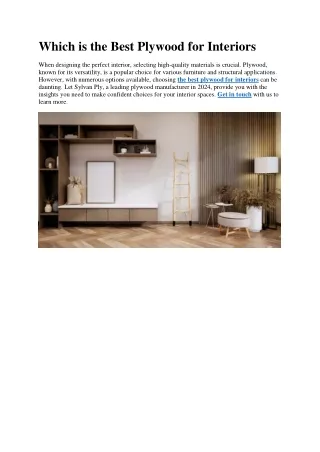 Which Is the Best Plywood for Interiors